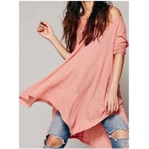 Free People M Asymmetrical thermal waffle Oversized Tunic Top
